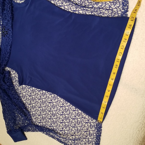 Cartise Dressy Lace Overlay Eveningwear Date Night Top / Size M / Blue - Picture 17 of 17